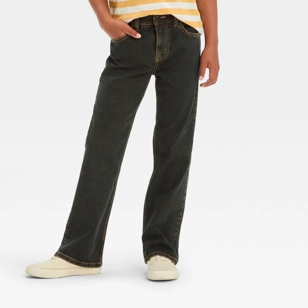 Boys' Bootcut Five Pocket Pants Cat & Jack™ Black 10: Adjustable Waist, Mid Rise